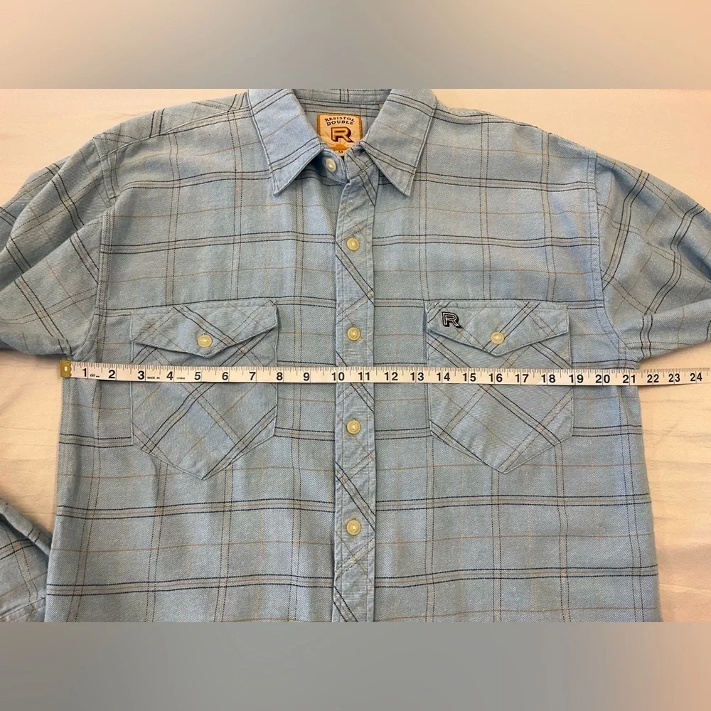 RESISTOL Double R Blue Plaid Button Front Long Sleeve Shirt, sz MD - Picture 5 of 11